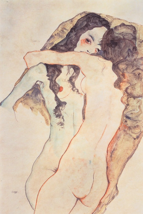 Egon Schiele Due donne che abbracciano
