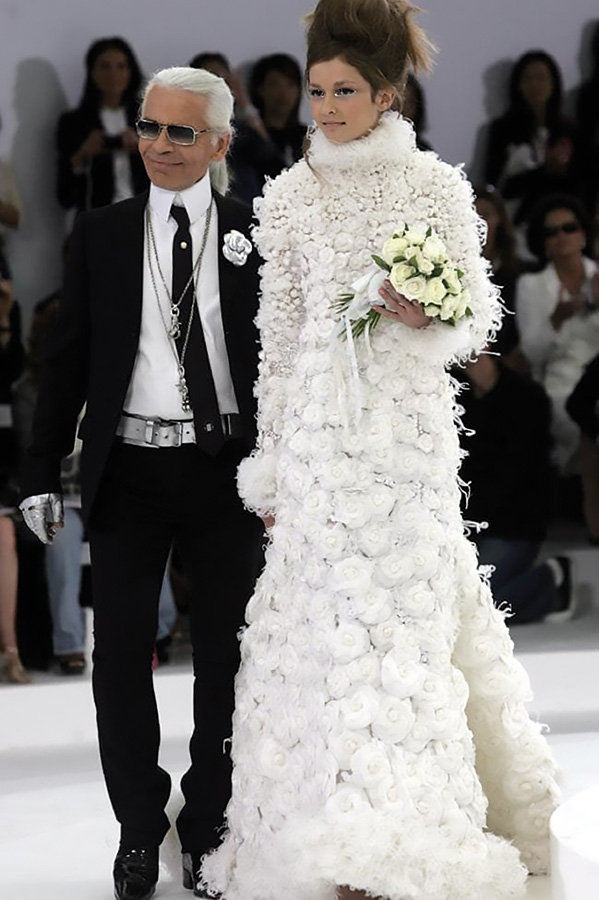 Karl Lagerfeld 1983 abito da sposa camelie bianche