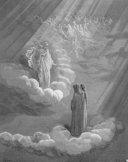Dante e Beatrice illustrati da Gustavo Dorè. La Divina Commedia.