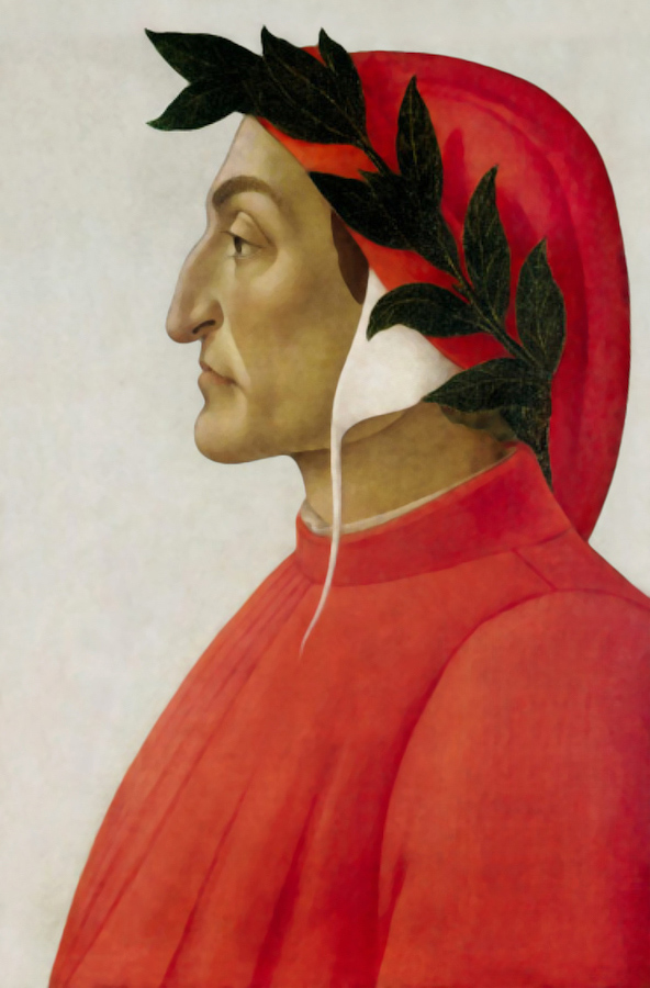 Dante Alighieri ritratto in rosso e alloro