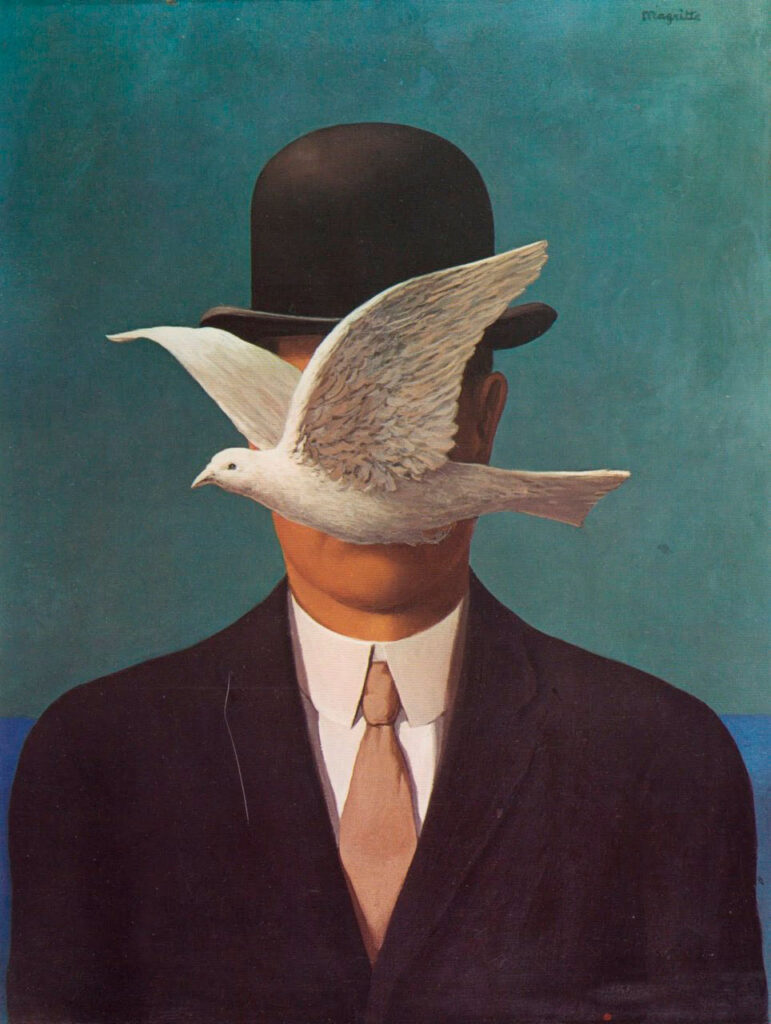 René Magritte, L’homme au chapeau melon (L’uomo con la bombetta), 1964, Olio su tela, 50×70 cm, New York, A. Carter Pottash Collection