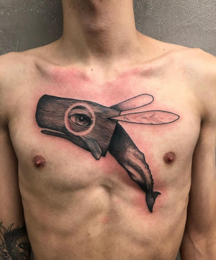 tatuaggio balena surrealista